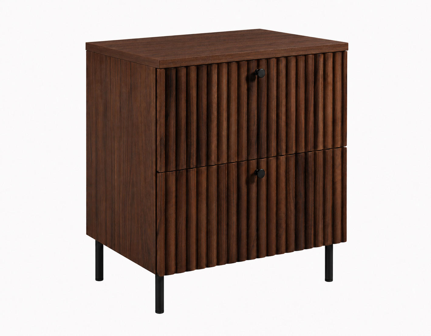 BADEZIMMERSCHRANK: Nusseiche / Platte Nusseiche / Griffe Schwarz / Beine Schwarz, 60 x 46 x 73,6 cm - Eichefarben/Schwarz, Holzwerkstoff (60/73.6/46cm) - 3XE LIVING