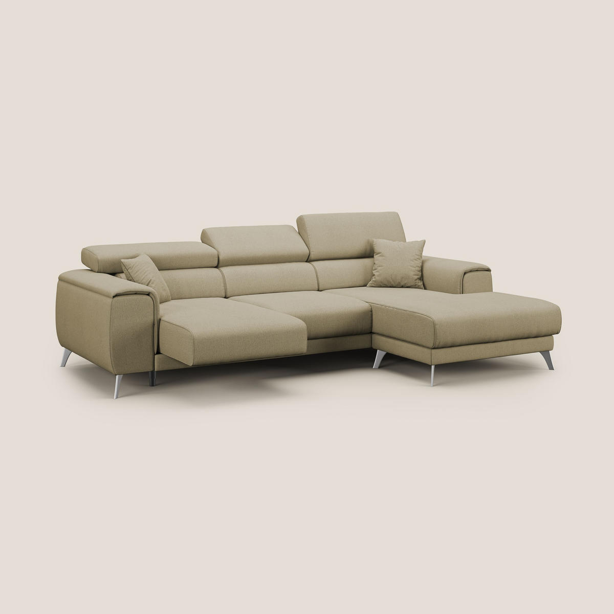 ECKSOFA RECHTS Fusion - Beige, Textil (260/102cm) - Divani.store