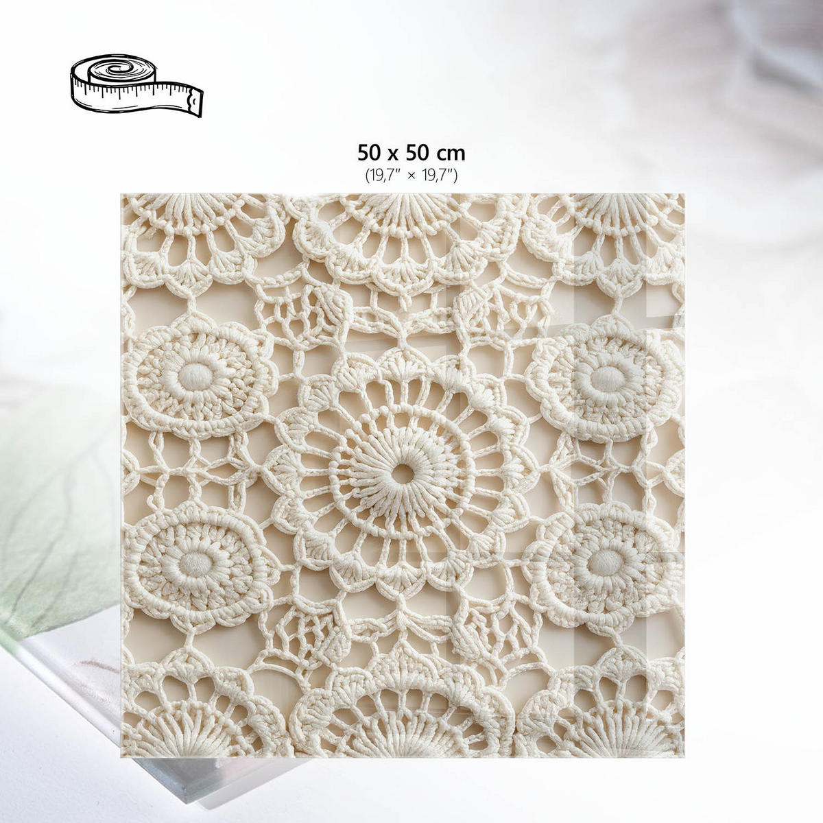 TISCHPLATTE 50x50 cm – Dekorative Spitze - Beige, Glas (50/50/0.4cm) - Wallfluent