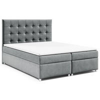 BOXBETT mit Bettkasten Trinity K-12 Bonellfederkern inkl. Topper - Grau, Holz/Holzwerkstoff (200/200cm) - Best For Home