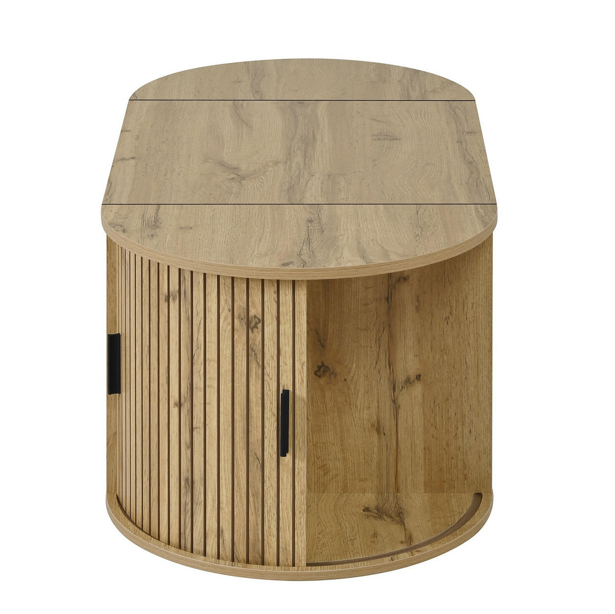 COUCHTISCH 100/50/40,5 cm höhenverstellbar mit Schiebetüren und Stauraum - Eichefarben, Holzwerkstoff (100/50/40.5cm) - Flora Grace