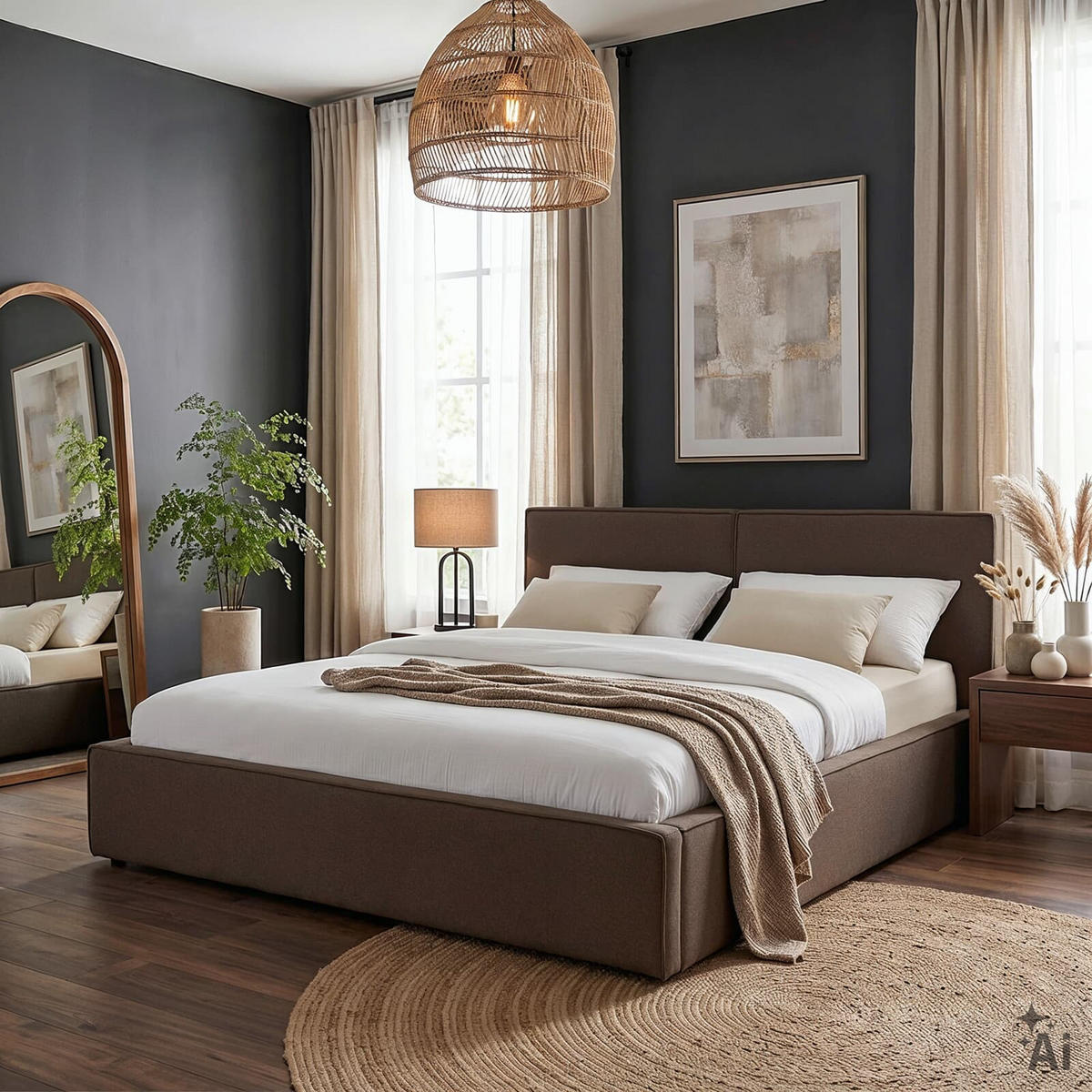 POLSTERBETT CALM 180x200 cm greige - Greige, Textil (180/200cm) - IDIMEX