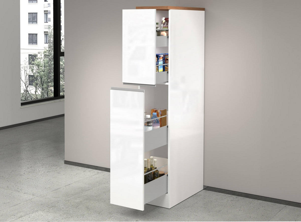 KÜCHENSCHRANK Glänzendes Weiß, Eiche 60/30/165 cm - Eichefarben/Weiß, Holzwerkstoff (30/165/60cm) - DMORA