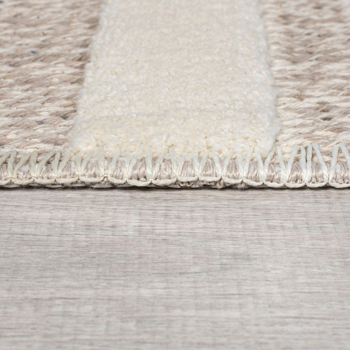 TEPPICH Waschbar RIDGE, mit Schachbrettmuster, Beige, 155 x 230 cm - Beige, Textil (155/230cm) - KADIMA DESIGN