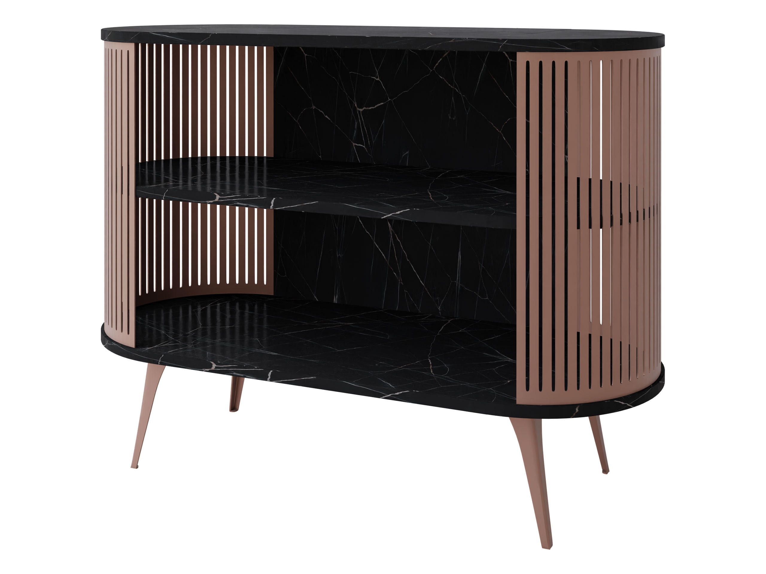 KOMMODE Roenni Ember - Messingfarben/Schwarz, Holzwerkstoff/Metall (120/90/40cm) - MIRJAN24