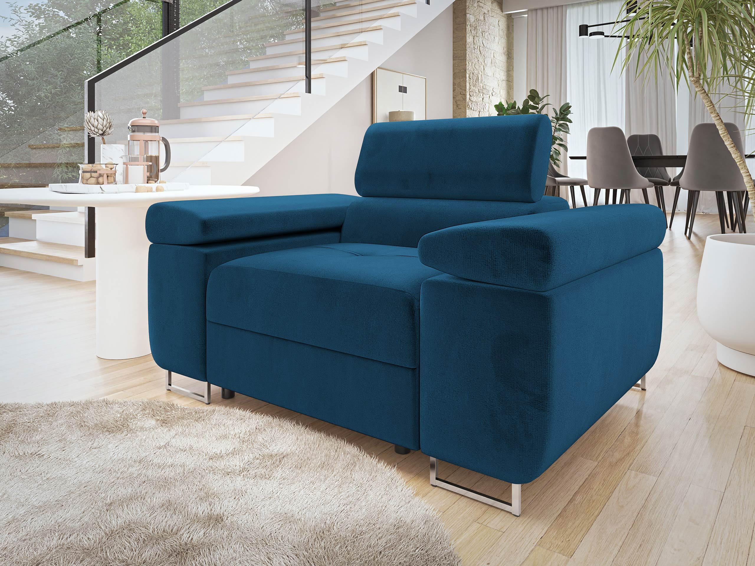 SESSEL Torezio - Blau, Holz/Textil (134/90/102cm) - MIRJAN24