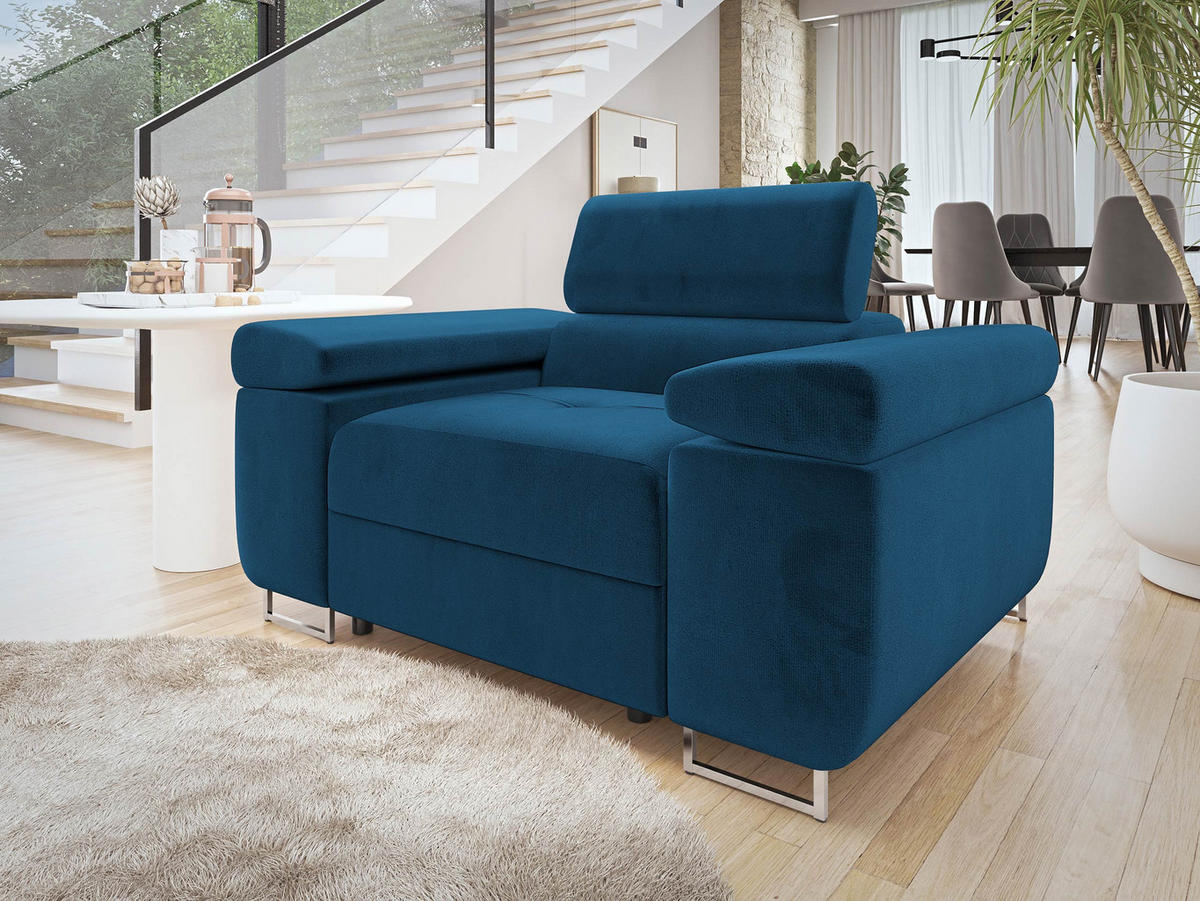 SESSEL Torezio - Blau, Holz/Textil (134/90/102cm) - MIRJAN24