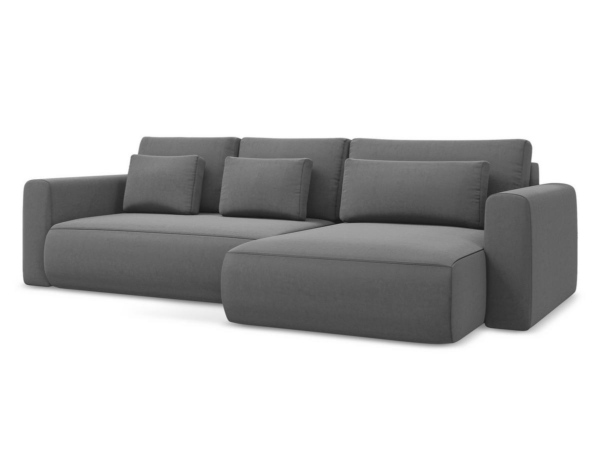 ECKSOFA mit Schlaffunktion Samt Stoff Grau - Schwarz/Grau, Kunststoff/Textil (278/149cm) - Makamii