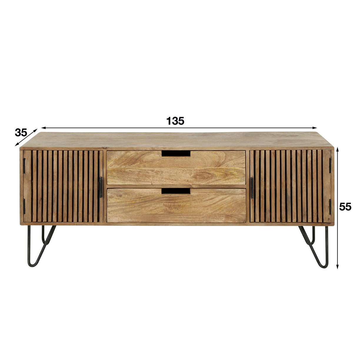 TV-MÖBEL Tweak Braun 135/35/55 cm - Braun, Holz (35/55/135cm) - Hoyz Collection