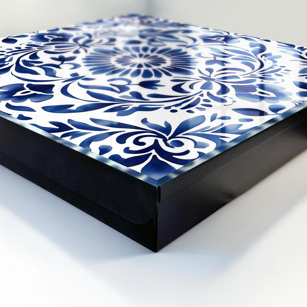 SCHLÜSSELBOX Schwarz 30x30 cm- Türöffnung nach rechts - Blumenschmuck - Blau, Metall (30/30/5cm) - TULUP