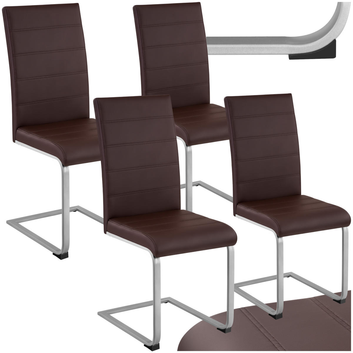 SCHWINGSTUHL 4er Set Bettina 41 x 52 x 99 cm cappuccino - Braun, Textil (52/99/41cm) - tectake