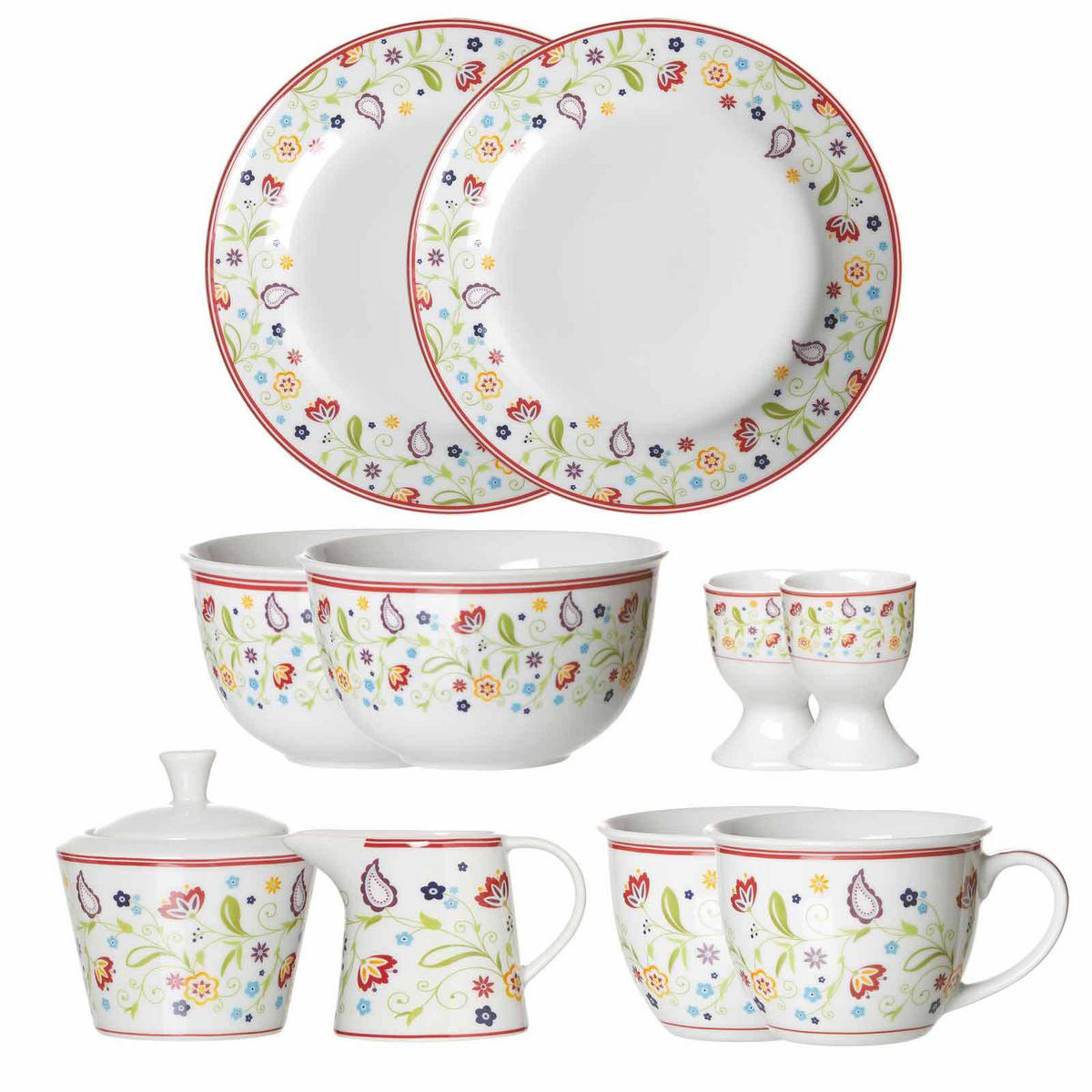FRÜHSTÜCKSSERVICE Shanti bunt 10er Set - Multicolor, Keramik (1/1/1cm) - Ritzenhoff Breker