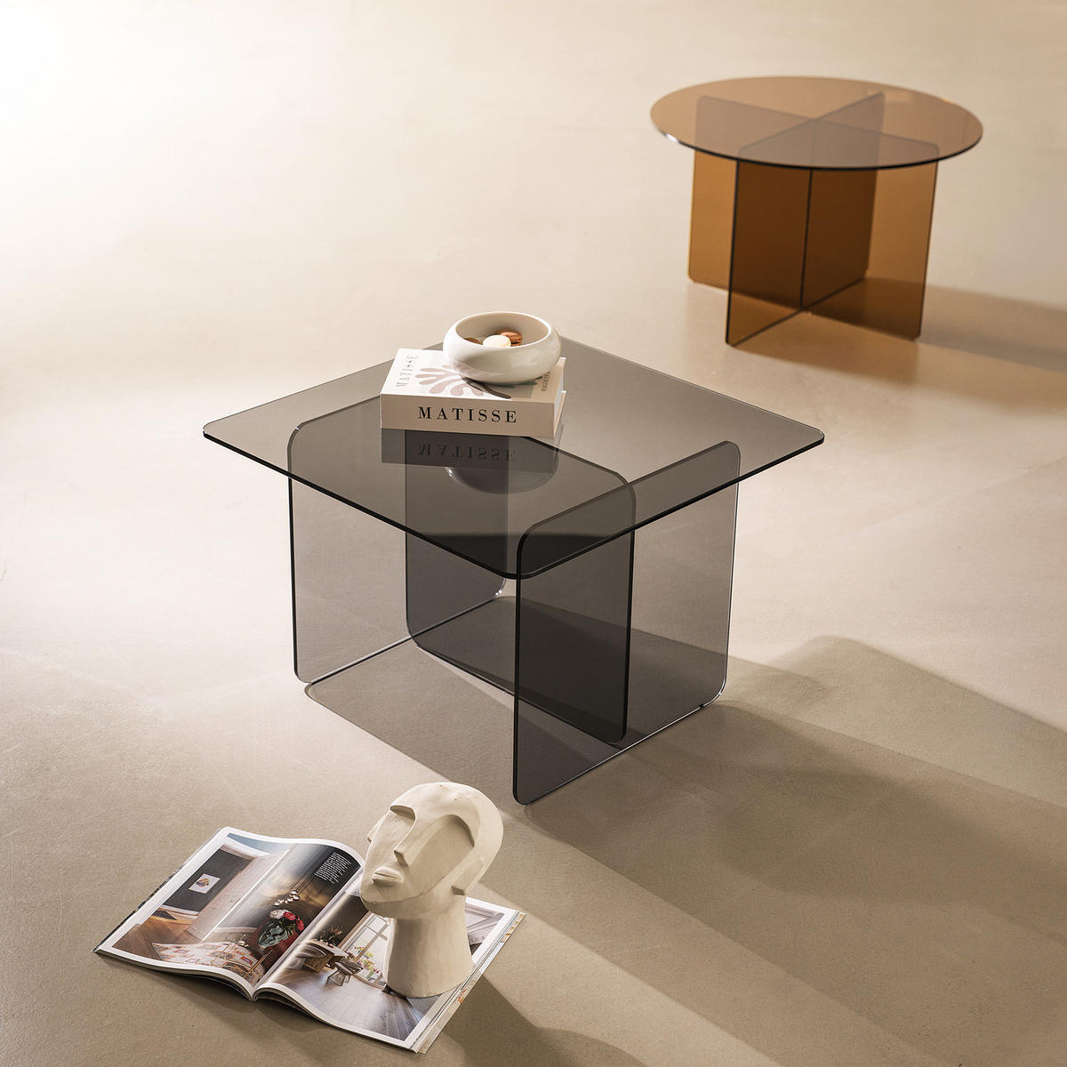 COUCHTISCH - quadratisch - Farbglas - Grau, Glas (60/60/40cm) - home24