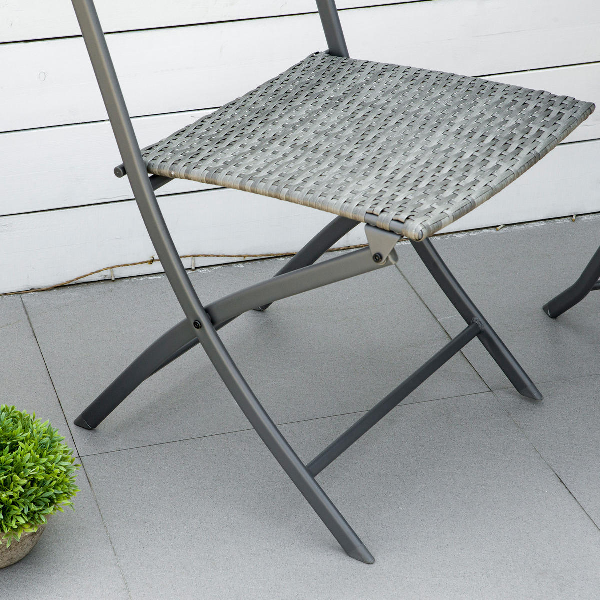 BISTROSET Polyrattan 3tlg. - Grau, Kunststoff - Outsunny