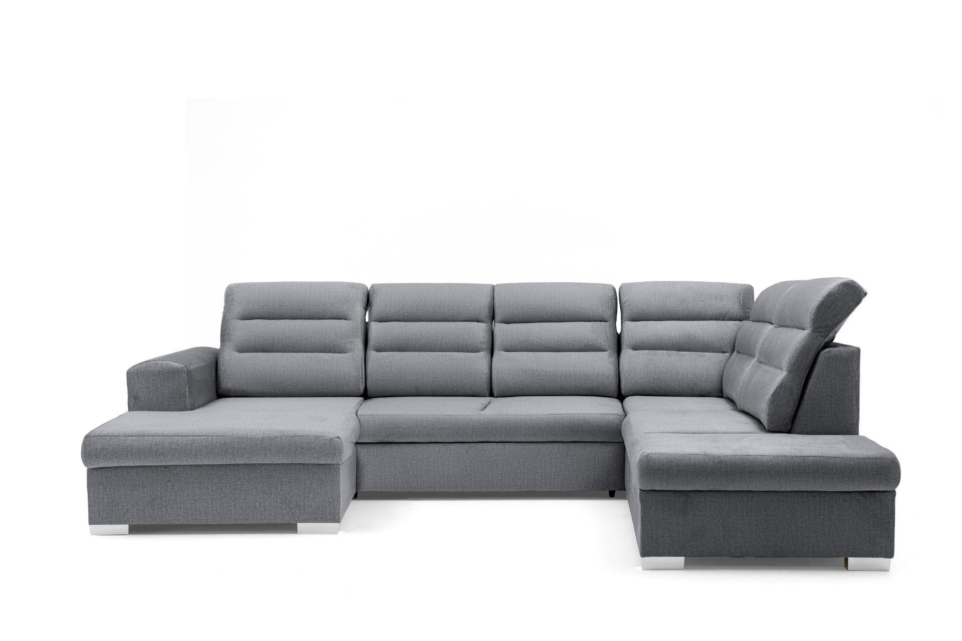 ECKSOFA U-Form CLOUD U Rechts mit Schlaffunktion 120x252 Velours Grau - Silberfarben/Grau, Holz/Kunststoff (202/103/320cm) - Muffo