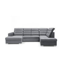 ECKSOFA U-Form CLOUD U Rechts mit Schlaffunktion 120x252 Velours Grau - Silberfarben/Grau, Holz/Kunststoff (202/103/320cm) - Muffo