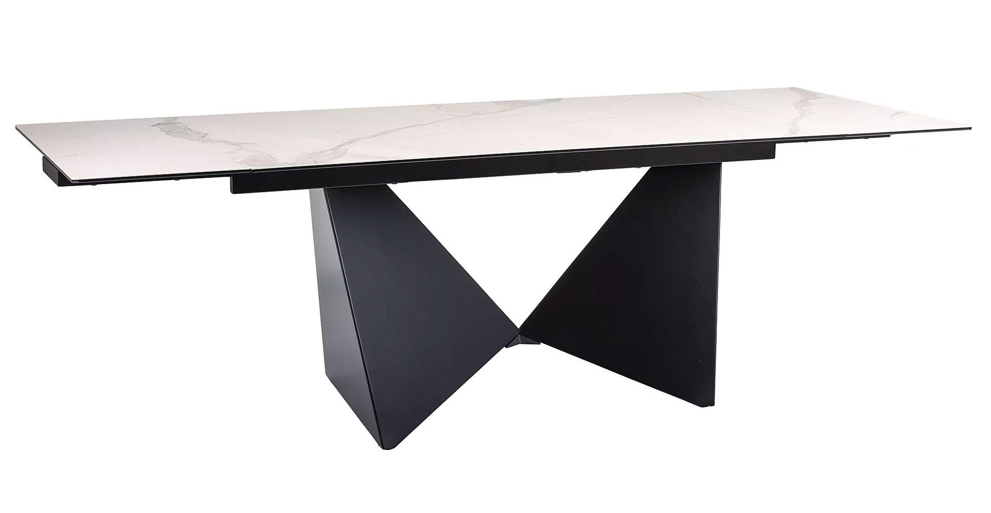 ESSTISCH Peterson Marmor Matt / Schwarz Matt 160-240 / 90 / 76cm - Schwarz/Weiß, Holz/Keramik (90/240/76cm) - Feldmann-Wohnen