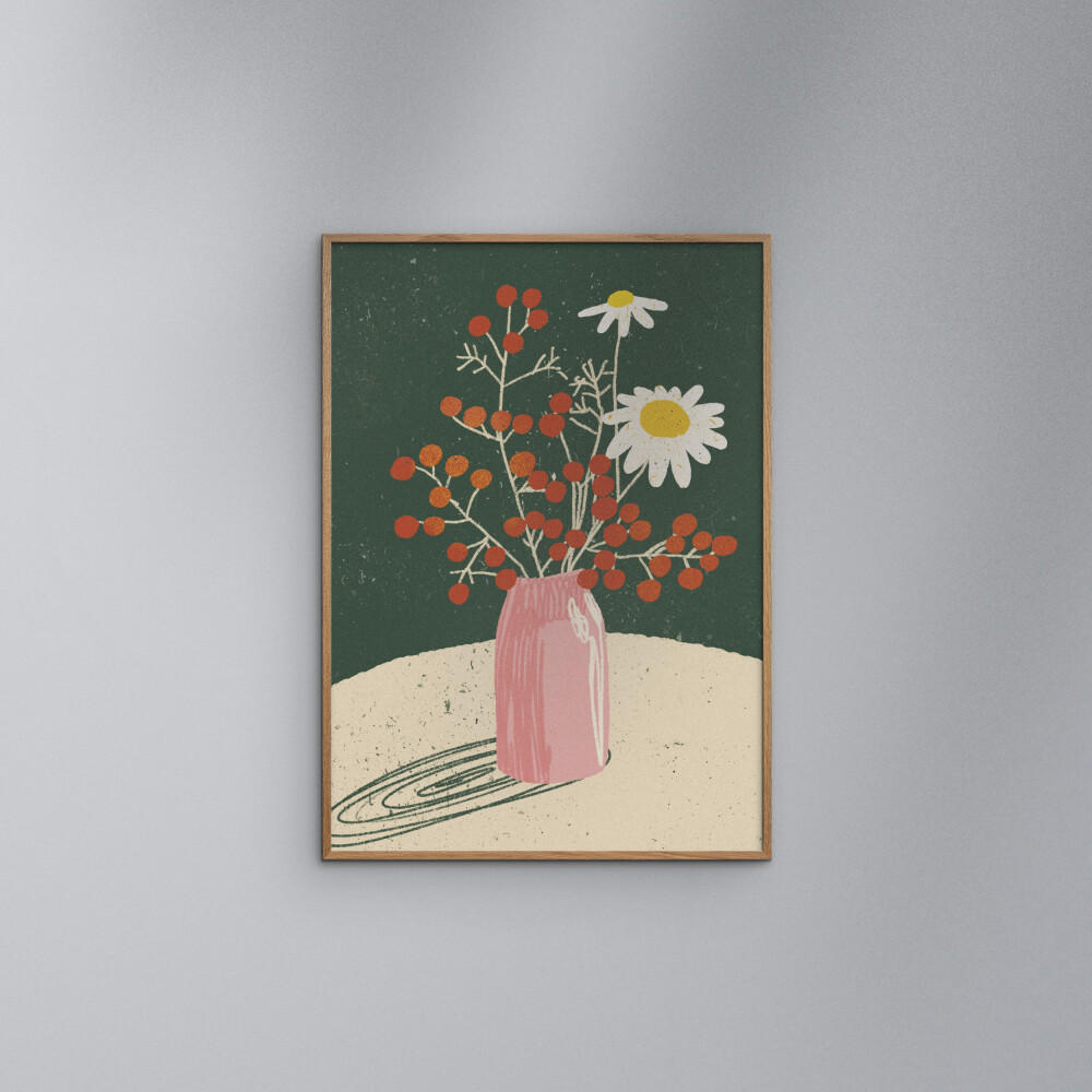 POSTER mit Rahmen Gigi Rosado - Winter Bouquet - Eichefarben/Grün, Holz/Papier (30/40cm) - Poster&Frame