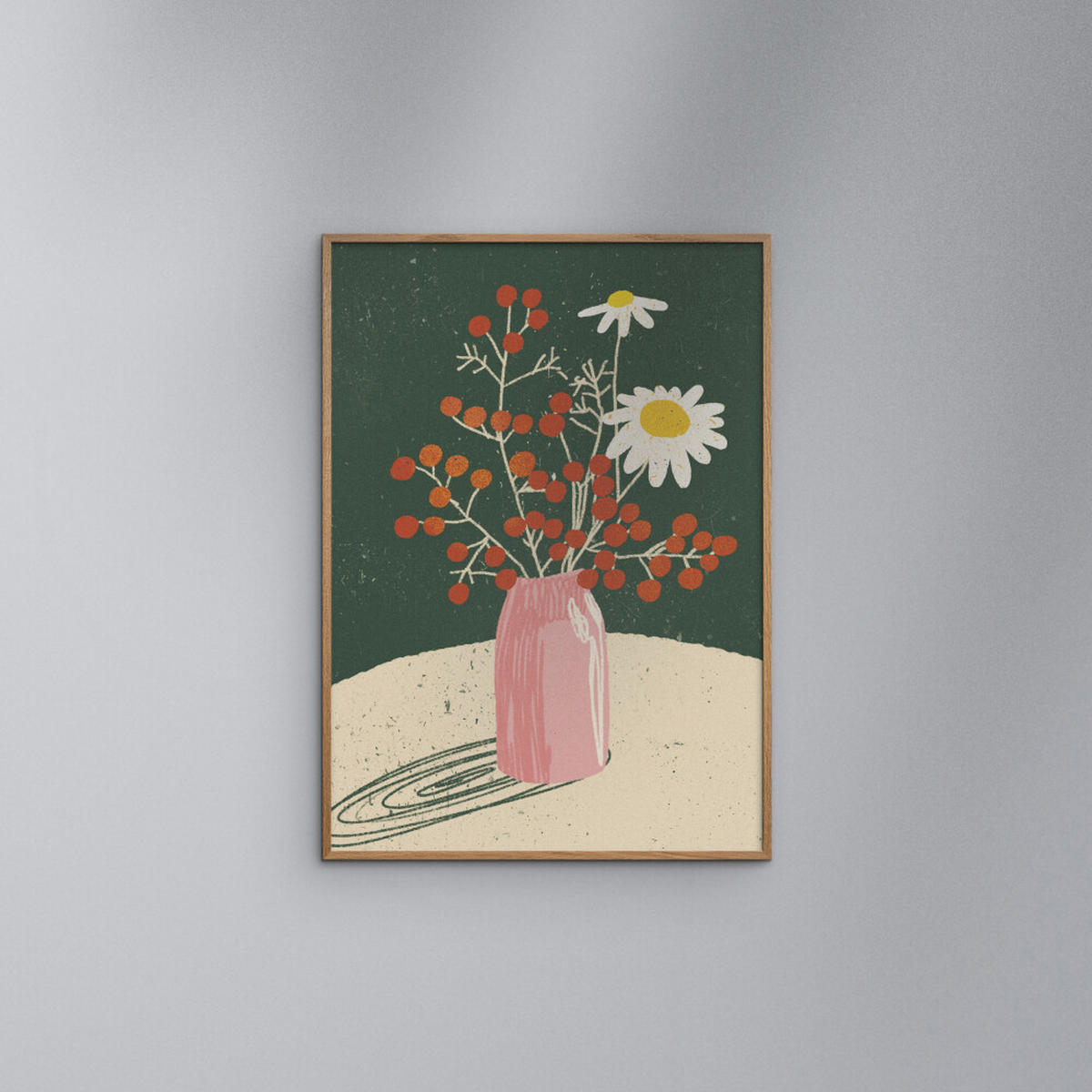 POSTER mit Rahmen Gigi Rosado - Winter Bouquet - Eichefarben/Grün, Holz/Papier (30/40cm) - Poster&Frame
