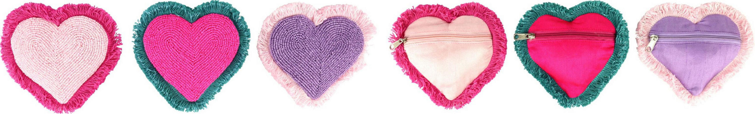 TÄSCHEN Hearts 3er-Set - Multicolor, Textil (13/13/13cm) - FURNARO