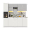 KÜCHENZEILE 300 cm Glanzia – KU-S02 – Weiß / Grau - Weiß Hochglanz/Grau, Holz/Holzwerkstoff (300/212/58cm)