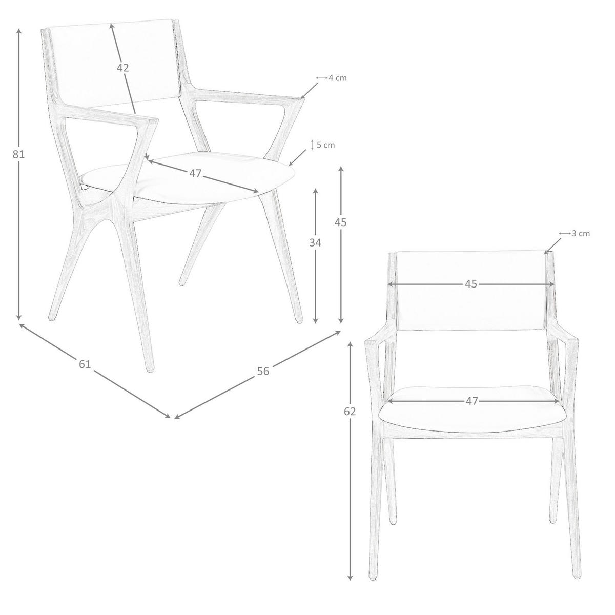 STUHL Stuhl aus nerzfarbenem Kunstleder 56/61/81 cm - Braun, Leder/Holz (56/81/61cm) - ANGEL CERDA
