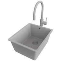 UNTERBAUSPÜLE GRANIT Venedig Easy, 2-er set Grau 36/44 cm 1 Becken + Küchenarmatur 38/14 cm + Ablauf-Set ab 40er Unterschrank - Grau, Kunststoff (36/20/44cm) - Primagran