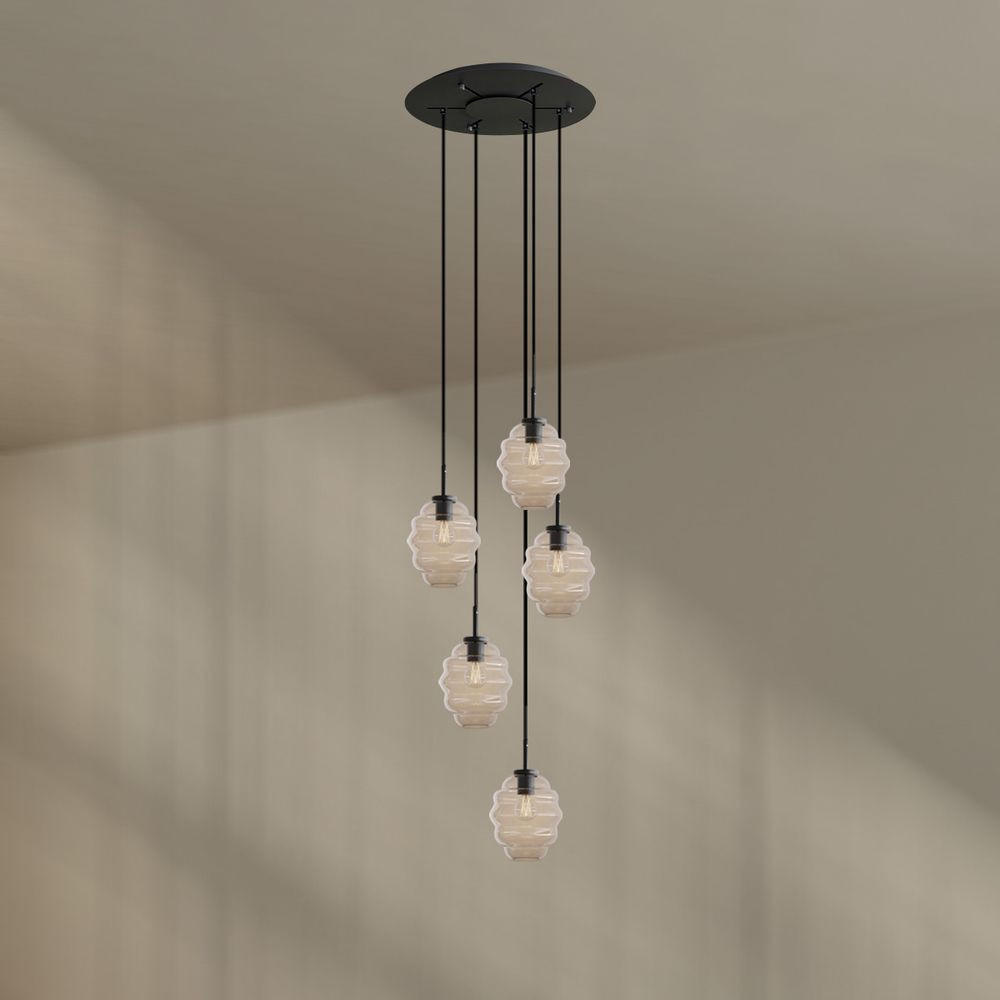 GALERIELEUCHTE Echos 5-flammig Klar Ø 18cm - Klar/Schwarz, Glas (18/18/20cm) - s.luce