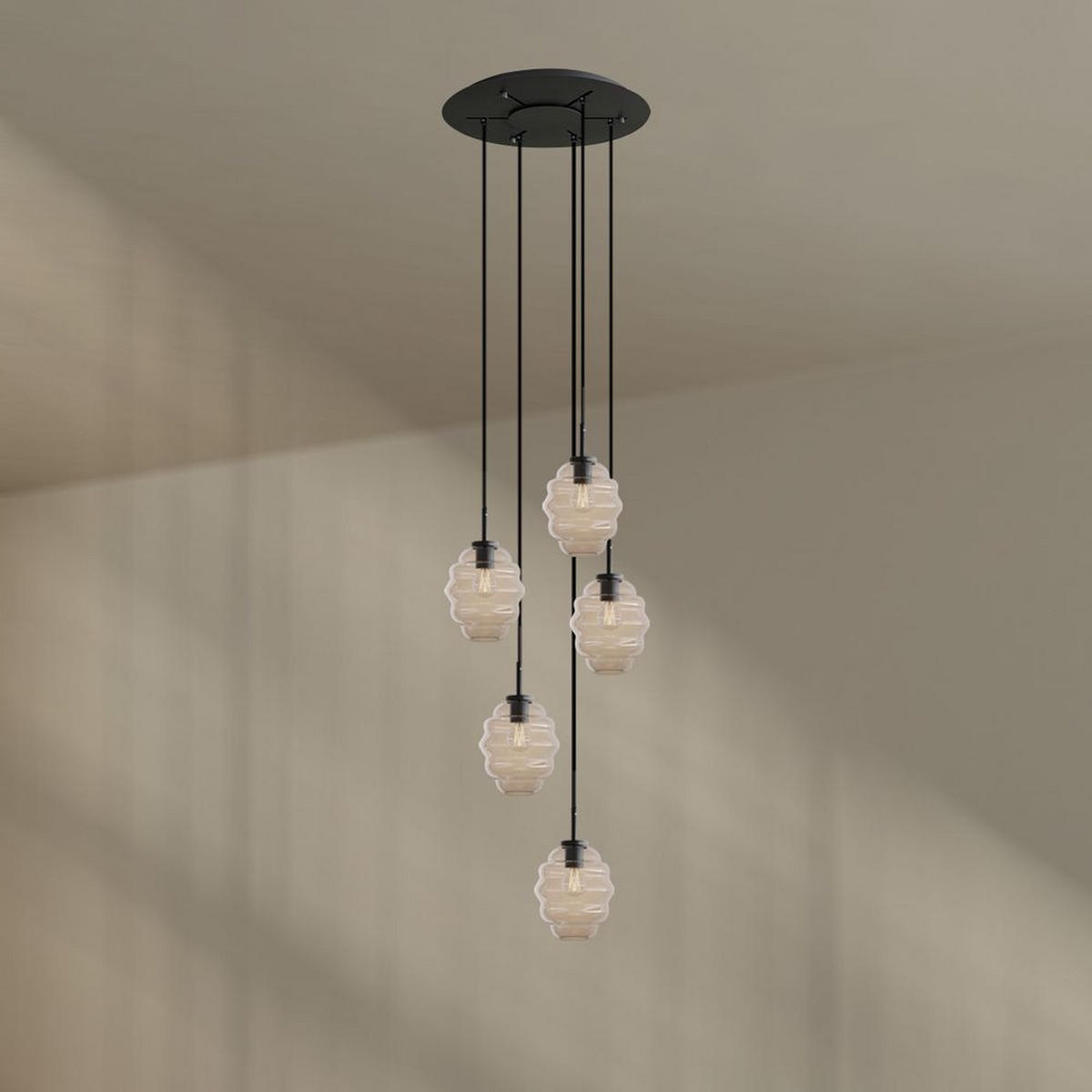 GALERIELEUCHTE Echos 5-flammig Klar Ø 18cm - Klar/Schwarz, Glas (18/18/20cm) - s.luce