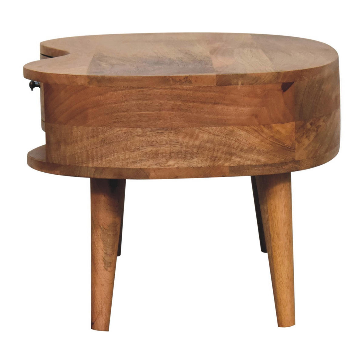 KLUBSKA mizica z 1 predalom, 1 odprtim predelkom, nordijske noge, bež - rjava/barve medenine, kovina/les (50/80/40cm) - Artisan Furniture
