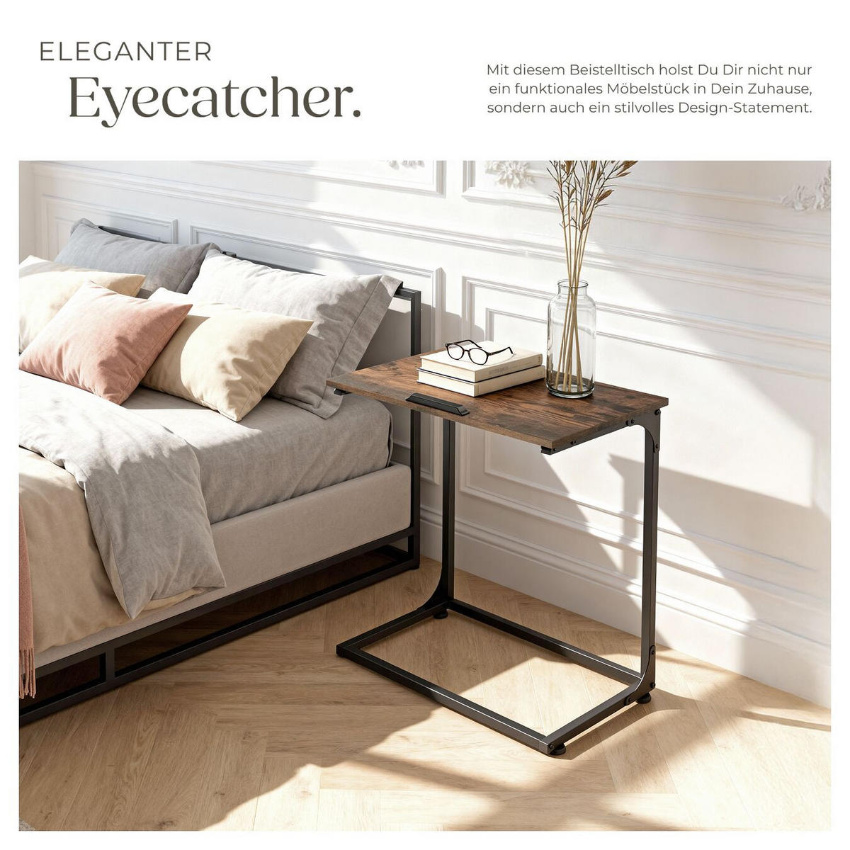 BEISTELLTISCH Ruston, 55 x 35 x 66,5 cm, Industrial Holz dunkel, rustikal - Rostfarben, Holzwerkstoff (55/35/66.5cm) - tectake