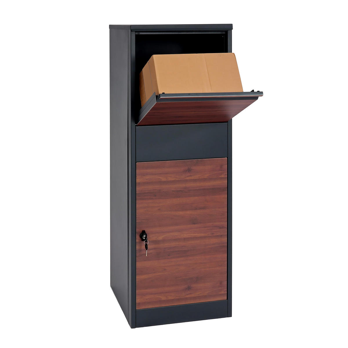 PAKETKASTEN GRÖßE XL rechteckig Anthrazit, Dunkelbraun - Anthrazit/Dunkelbraun, Metall (46/140/45cm) - MCW