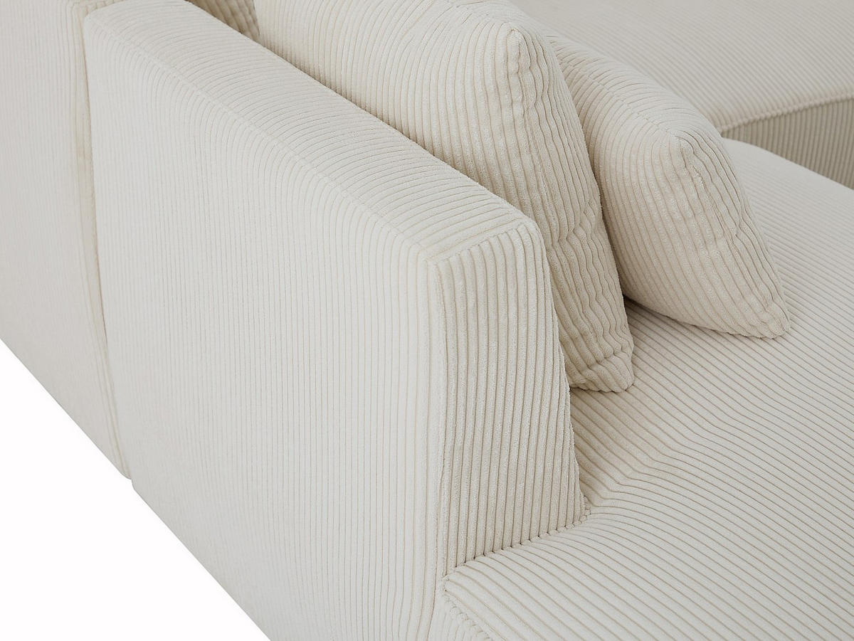 ECKSOFA mit Ottomane links aus beigem Cord MECODI - Beige, Textil (185/231cm) - Vente-Unique