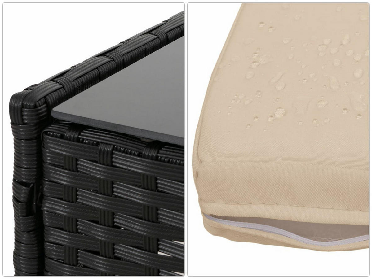 GARTEN-GARNITUR Poly-Rattan Anthrazit - Anthrazit, Metall - PROREGAL
