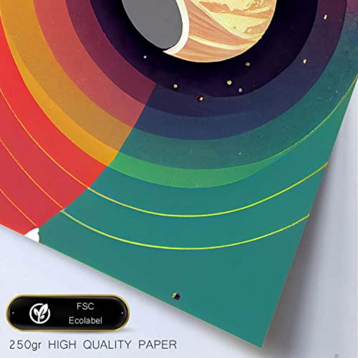 POSTER Set mit 4 Kreisförmig Abstrakt Moderne Galaxien A4 Weißer Rahmen - Weiß, Papier (29.7/3cm) - Nacnic