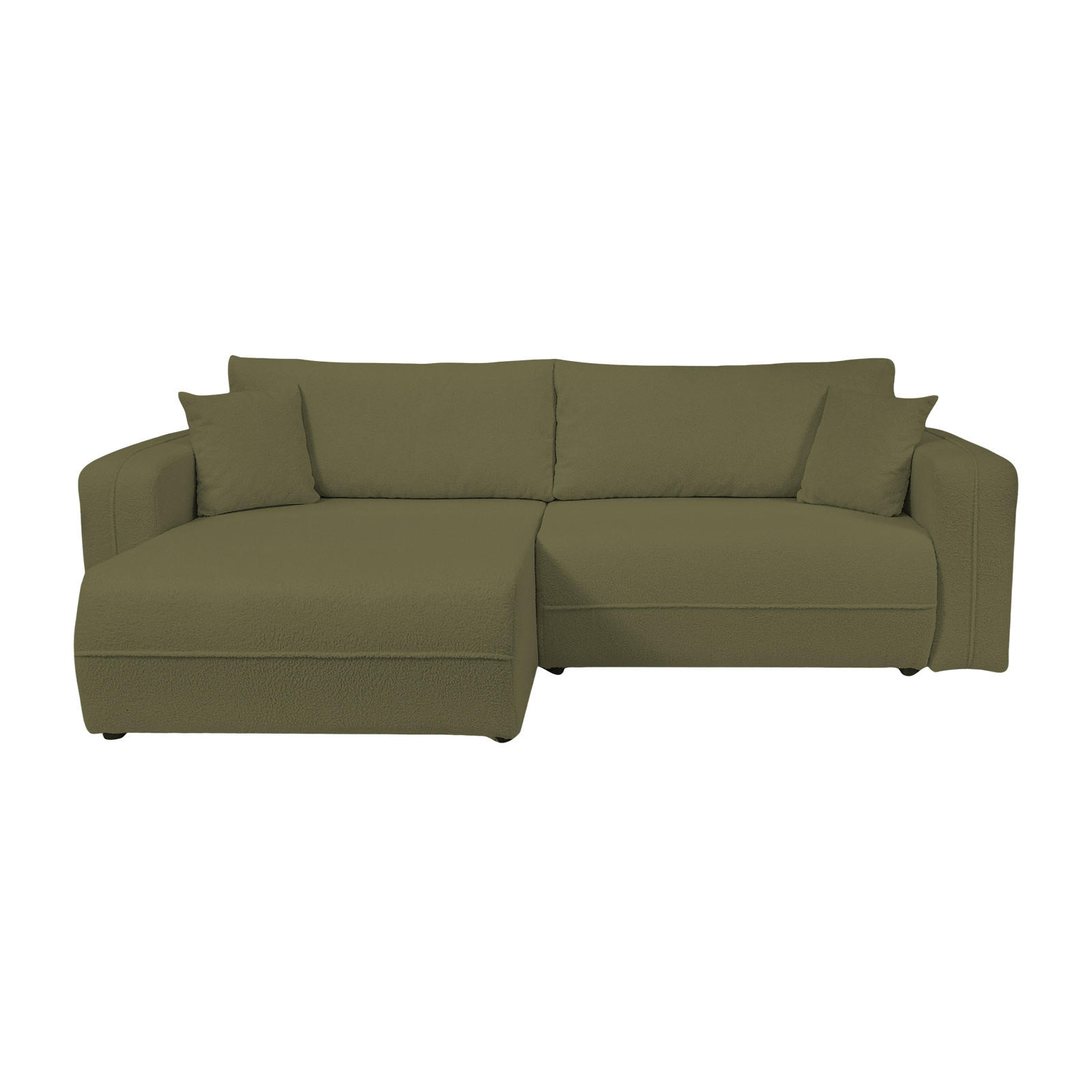 ECKSOFA Oreo L-Form Mit Bettkasten Und Schlaffunktion Quelle-Stoff Olive Links - Olivgrün, Holz (143/247cm) - Kaiser Möbel