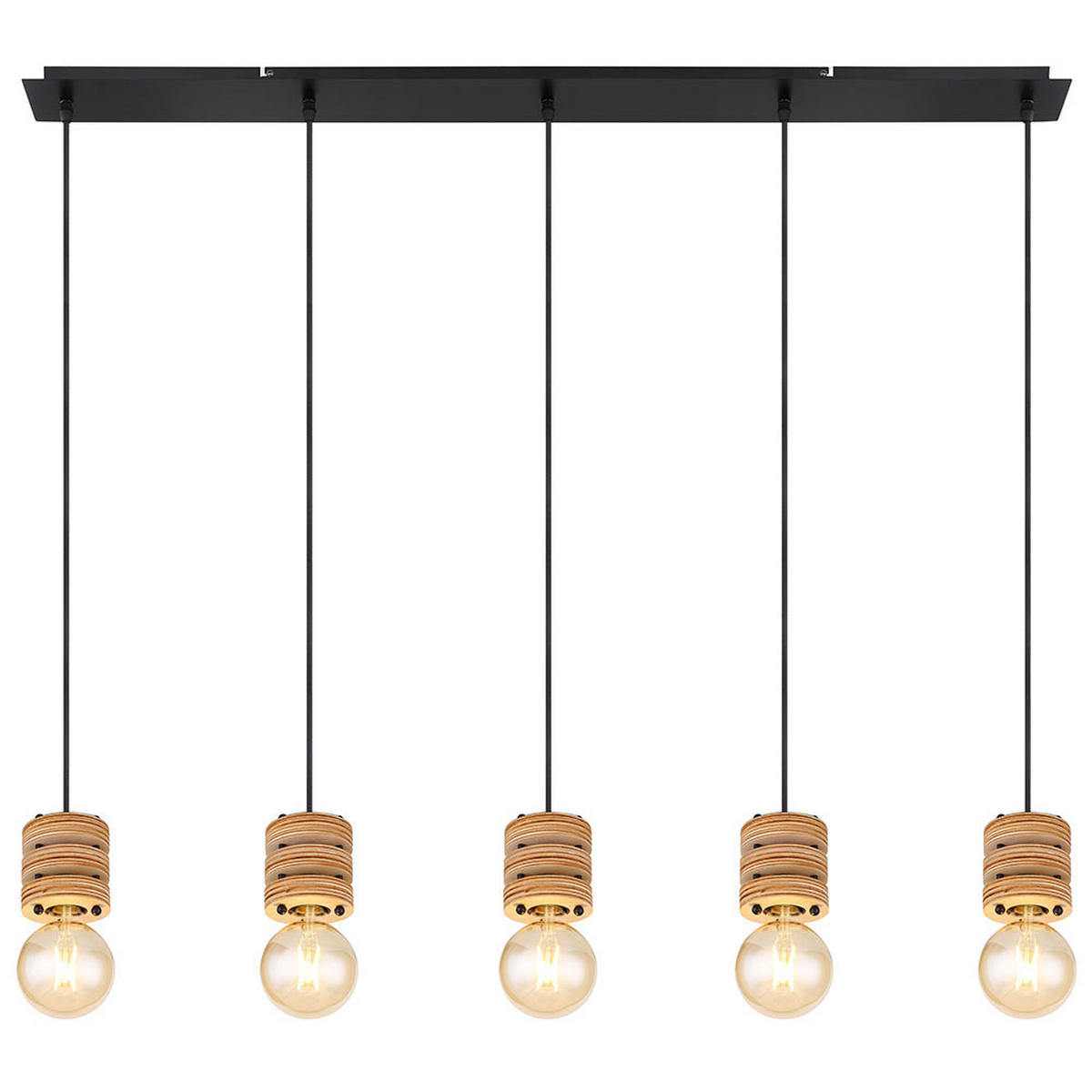 HÄNGELEUCHTE ANGELINE Metall Schwarz Holzoptik - Schwarz, Metall (116/10/120cm) - Globo Lighting