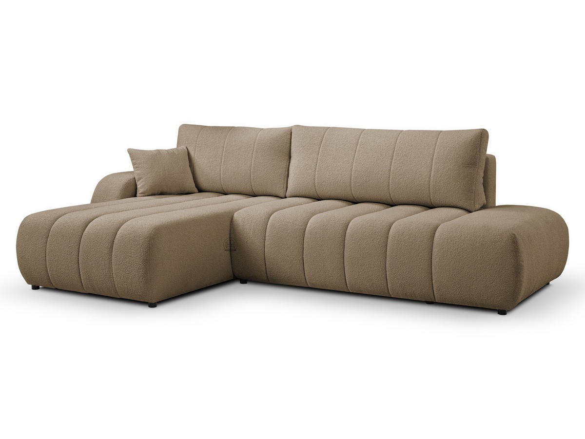 ECKSOFA BALOO L-förm, Schlaffunktion, hohe Funktionalität, komfortable Sitzfläche, lose Rückenkissen, freistehend, LINKS 176x276x88 cm Brown - Braun, Holz/Textil (176/276cm) - DomoHome