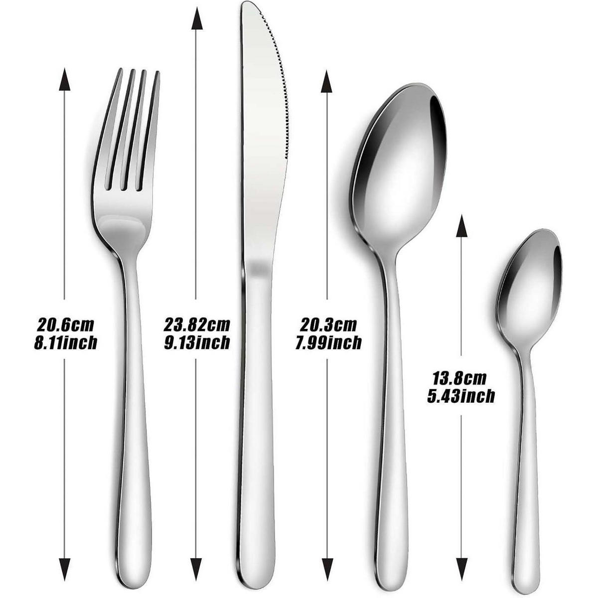 BESTECKSET 24-teilig für 6 Personen Edelstahl Hochglanzpoliert Spülmaschinenfest - Silberfarben, Metall
