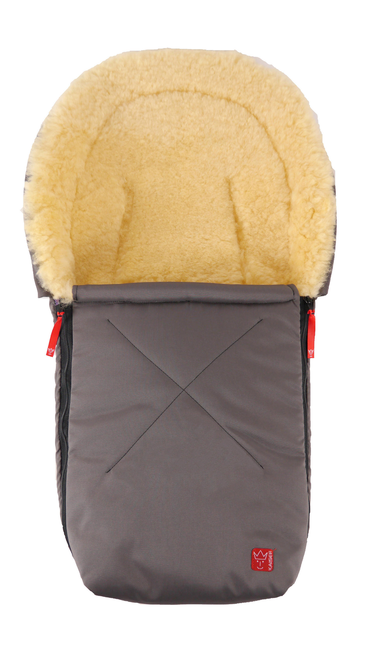 Kaiserbaby Lammfell-Babyschalenfusssack Anthrazit 37x7x80 cm