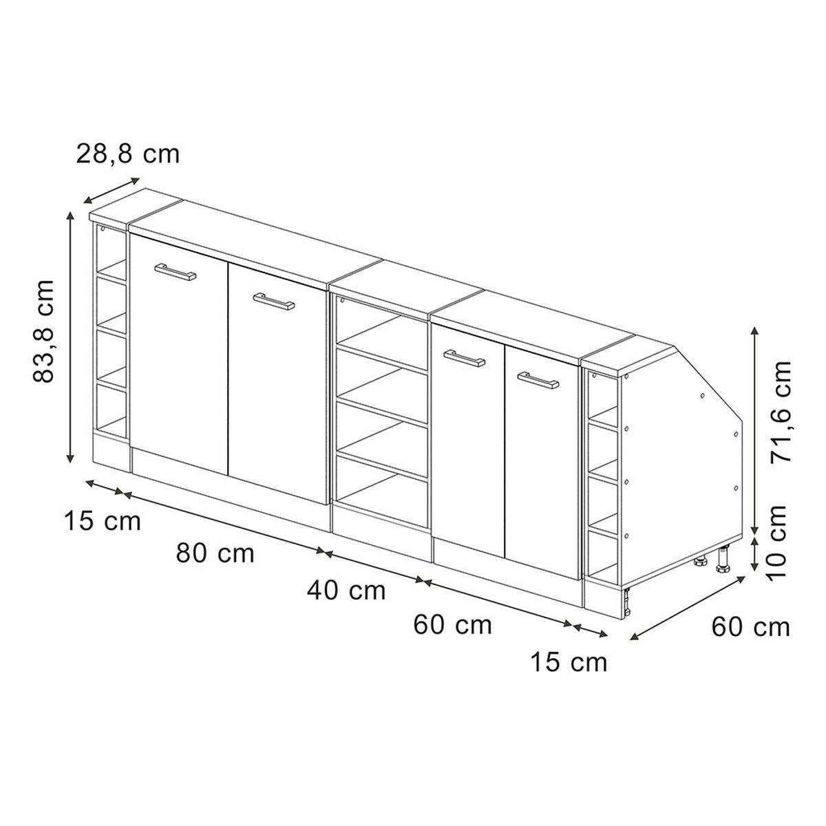 ŠATNÍKOVÁ ZOSTAVA PRE ŠIKMÉ STRECHY Rion Modrošedá 210 cm Súprava 5 korpusov skrine hĺbka 60 cm - biela/modrosivá, kompozitné drevo (210/83.8/60cm) - Vicco