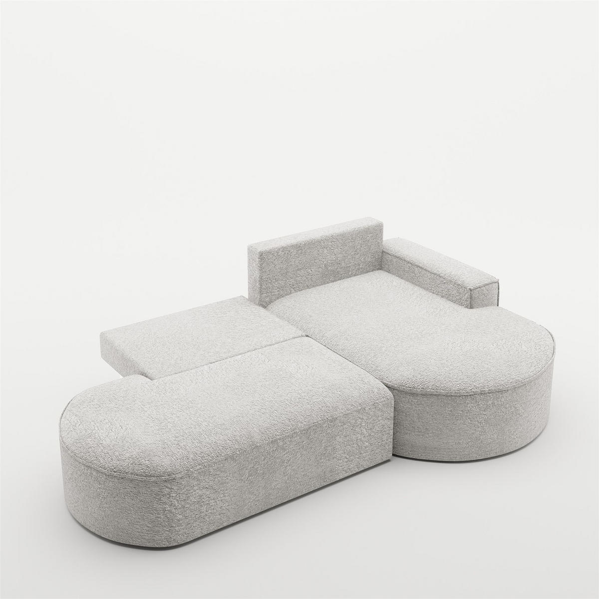 ECKSOFA Venedig Mit Schlaffunktion - Hellgrau, Holzwerkstoff/Textil (278/179cm) - Fun Möbel
