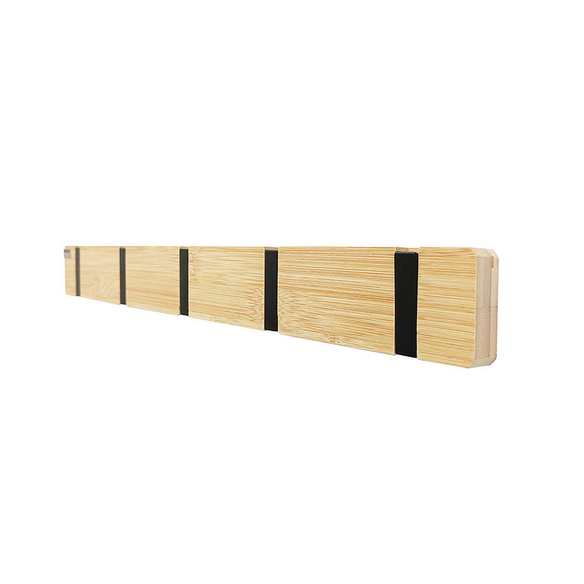 GARDEROBENLEISTE HOOK inkl. Haken und Magnete - Bambus - 5 x Haken - Naturfarben, Holz (50/5.5/2cm) - Home Deluxe