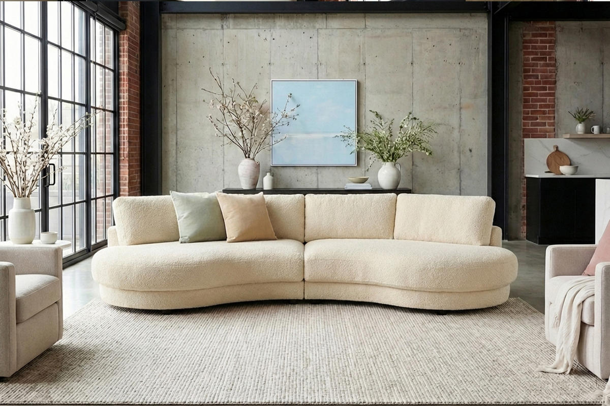 BIG SOFA PADANA Beige Flachgewebe - Beige/Schwarz, Kunststoff/Textil (410/86/166cm) - KAWOLA