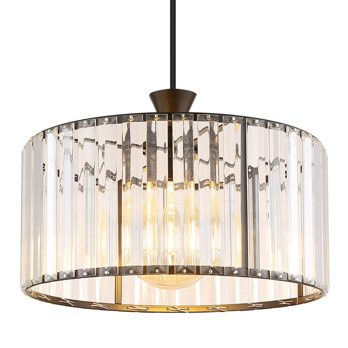 PENDELLEUCHTE Metall Schwarz-matt Kristalle - Schwarz, Metall (31/31/120cm) - Globo Lighting