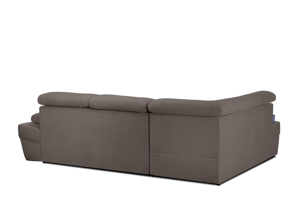 SCHLAFECKSOFA RATLO links 4/5-Sitzer mit Bettkasten, Braun - Graubraun/Silberfarben, Textil (270/190cm) - KONSIMO®