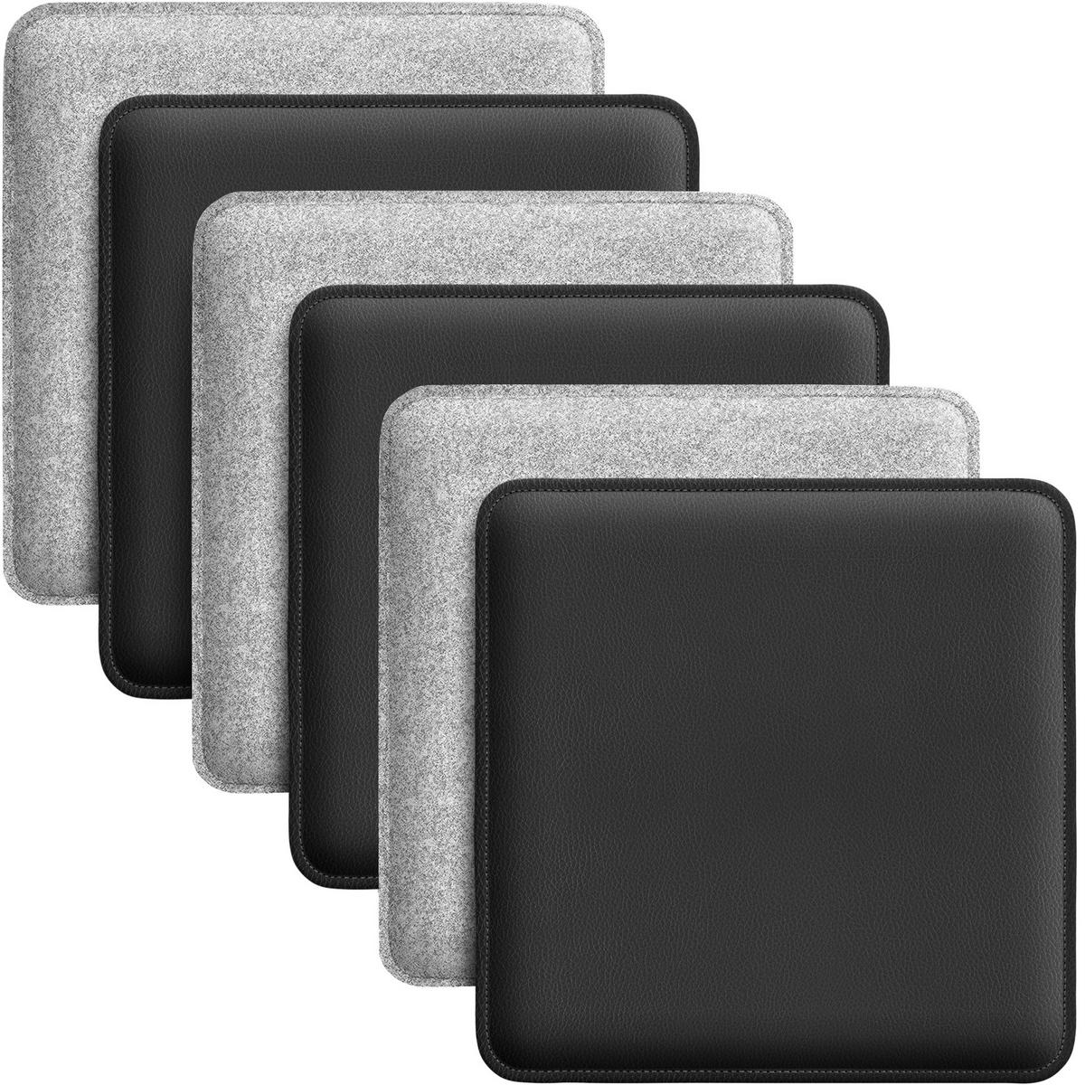 SITZKISSEN zum Wenden Filz und Kunstleder 6er Set - Hellgrau, Textil (35/35/2cm) - Miqio Design