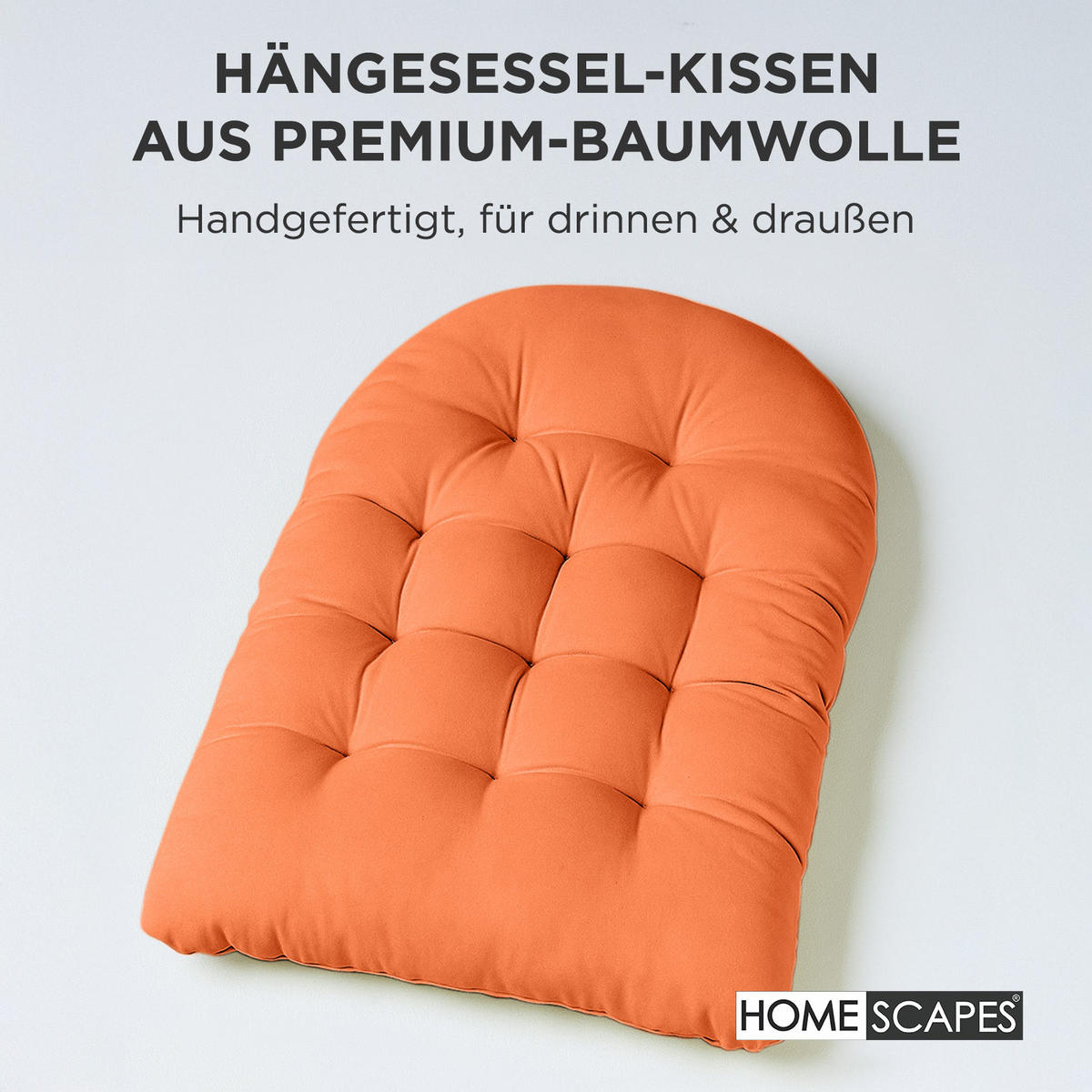 HÄNGESESSEL-KISSEN terracotta-orange – halbrund, 80/120 cm - Terra cotta, Textil (80/12/120cm) - Homescapes