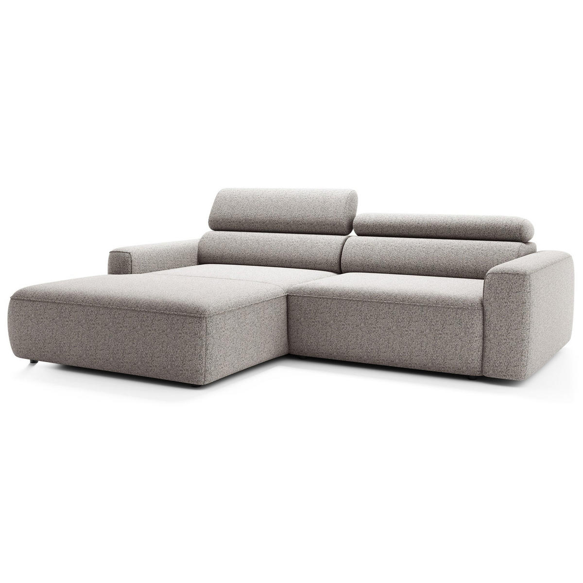 ECKSOFA Fando mit Schlaffunktion, L-Form, 4-Sitzer 252 cm, links Flechtstoff Greige - Taupe/Schwarz, Holz/Kunststoff (252/182cm) - Selsey