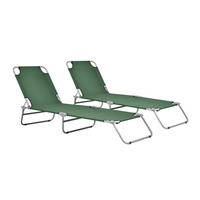 SONNENLIEGE-SET 2 TLG. Carcao - Dunkelgrün, Textil/Metall (186/24/55cm) - casa.pro